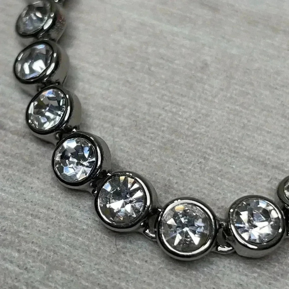 Premier Designs CZ Silver Tennis Bracelet Bezel Set Adjustable 6-10” EUC - Picture 3 of 7